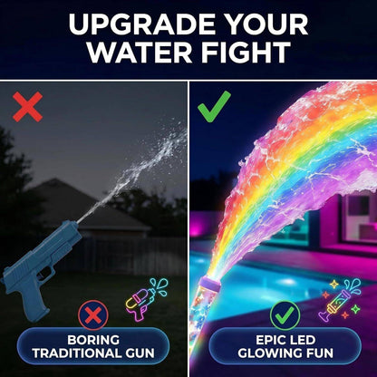 Traditional water toy versus illuminated blaster