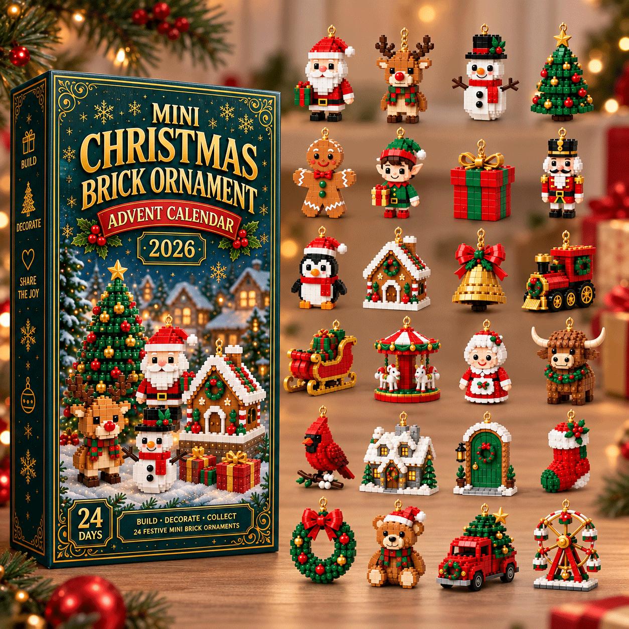 Full Christmas brick ornament collection and calendar box