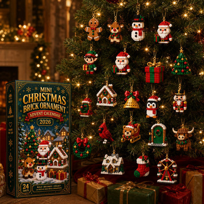 Mini brick ornament Christmas tree display