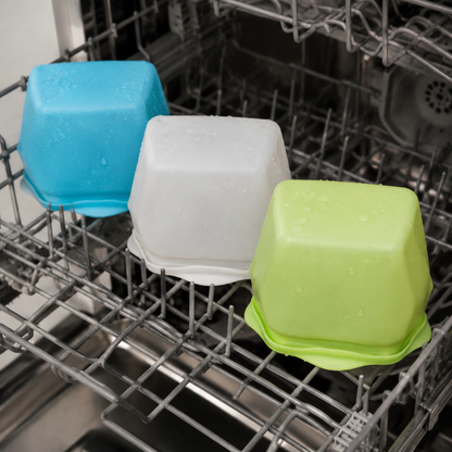 Open silicone bags in a dishwasher